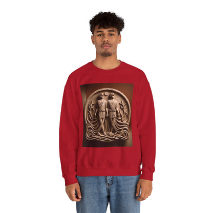 Unisex Heavy Blend™ Crewneck Sweatshirt, Stone Twins, Gemini Zodiac Design