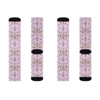 Sublimation Socks, Libra, Zodiac, Jewel Pattern