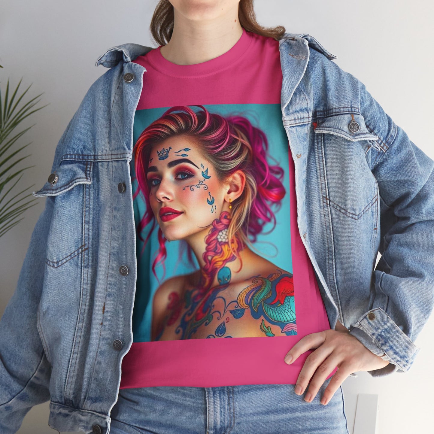 Unisex Heavy Cotton T-Shirt, Pisces, Zodiac v3, Sexy Art