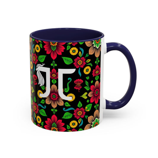 Accent Coffee Mug, Gemini, Zodiac v4, Flower Pattern, (11, 15oz)