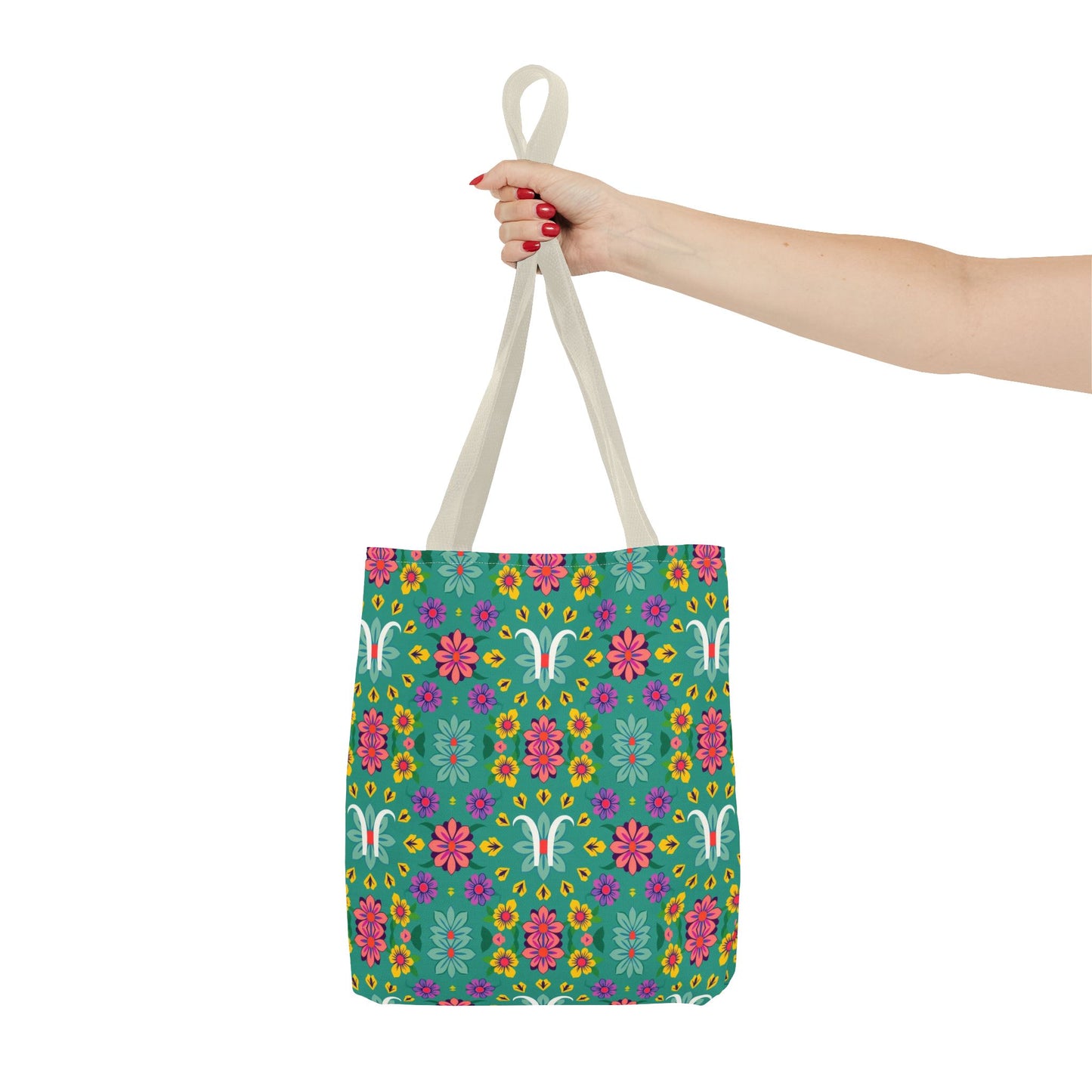 Tote Bag, (AOP), Aquarius, Zodiac v2, Flower Pattern
