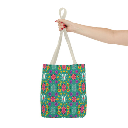 Tote Bag, (AOP), Aquarius, Zodiac v2, Flower Pattern