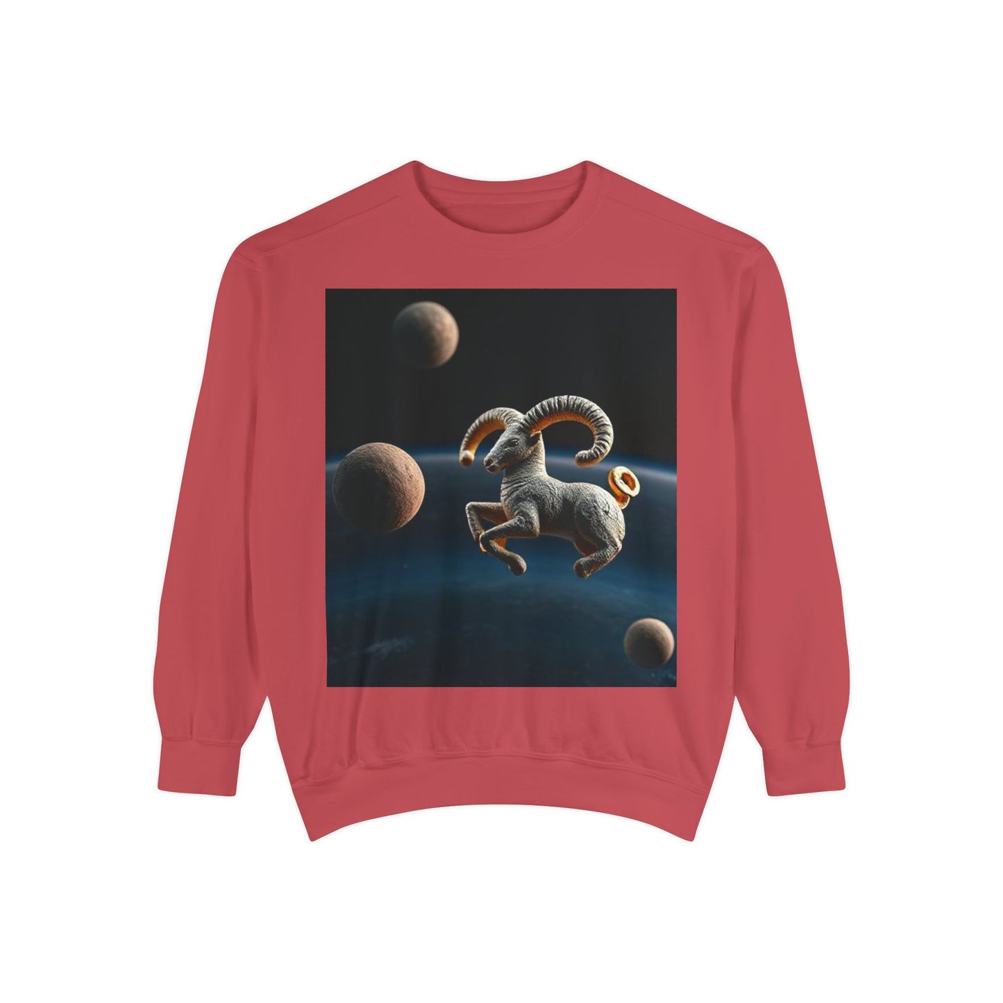 Garment-Dyed Sweatshirt, Unisex, Space Animal Design v1, Aries