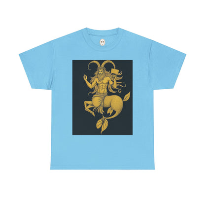 Unisex Heavy Cotton T-Shirt, Capricorn God, Zodiac Design
