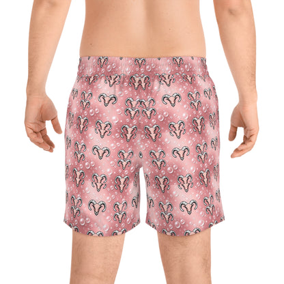 Men's Mid-Length Swim Shorts, (AOP), Aries, Zodiac v4, Bubble Pattern