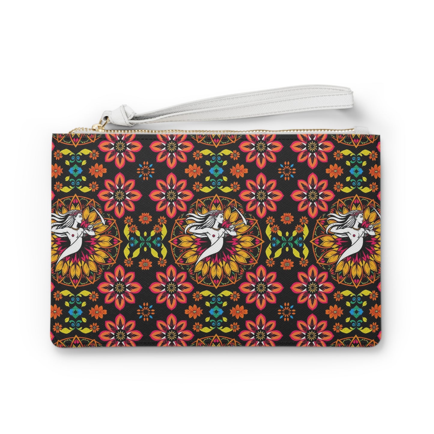 Clutch Bag, Sagittarius, Zodiac v3, Flower Pattern