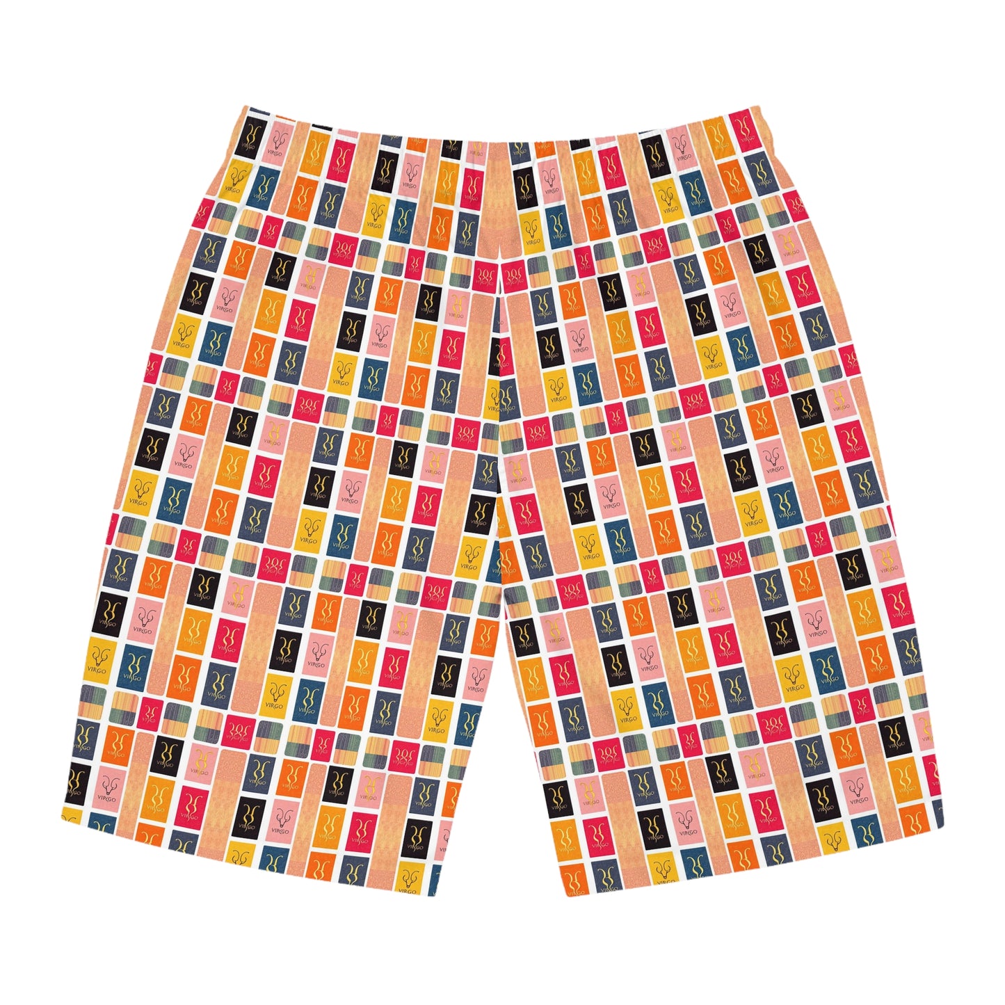 Men's Board Shorts, (AOP), Virgo, Zodiac v2, Shape Pattern