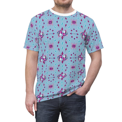 Unisex Cut & Sew T-Shirt, (AOP), Pisces, Zodiac v1, Jewels Pattern