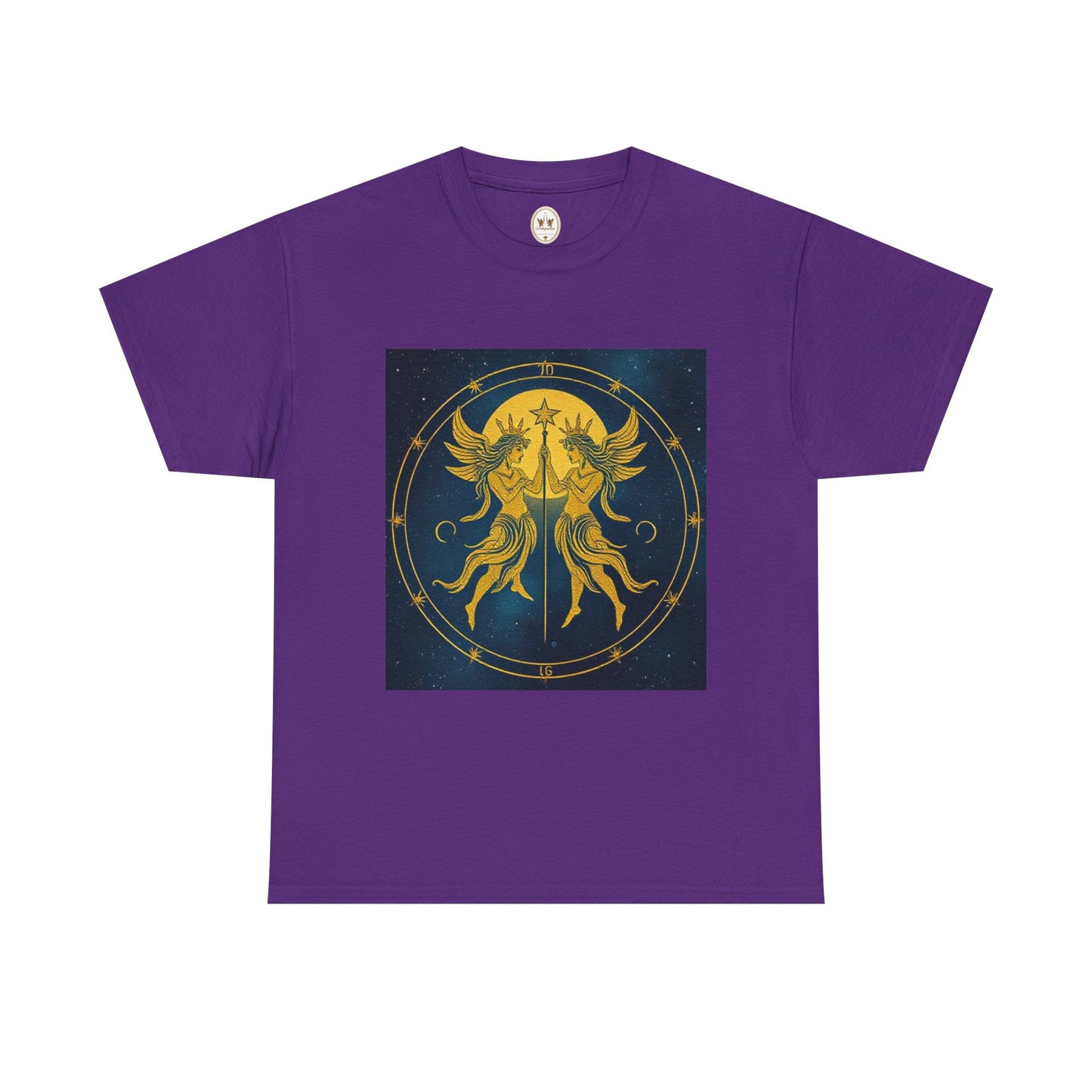 Unisex Heavy Cotton T-Shirt, Space Twins v3, Gemini Zodiac Design