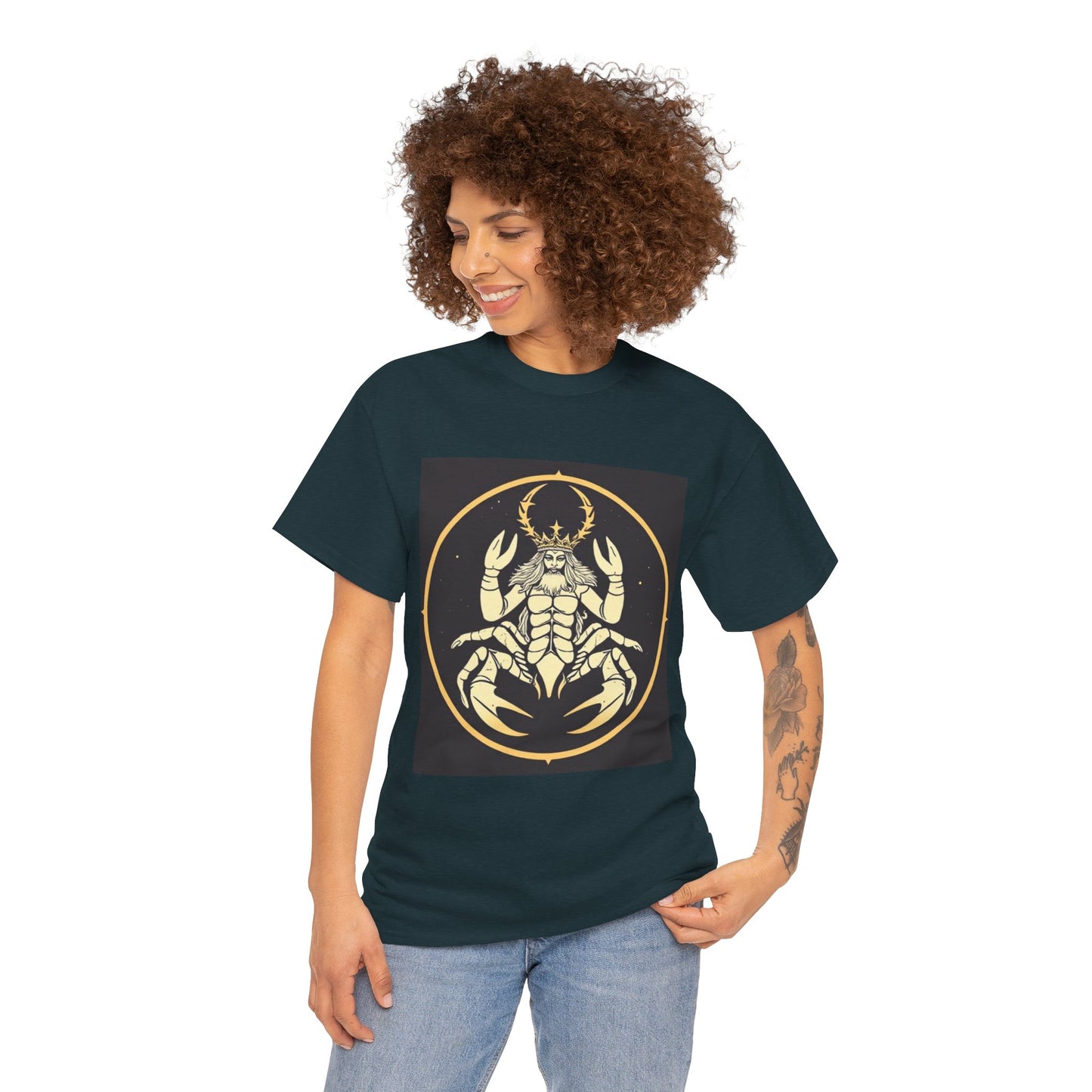 Unisex Heavy Cotton T-Shirt, Scorpio King, Print Art, Zodiac Design