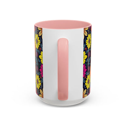 Accent Coffee Mug, Scorpio, Zodiac v3. Flower Pattern, (11, 15oz)