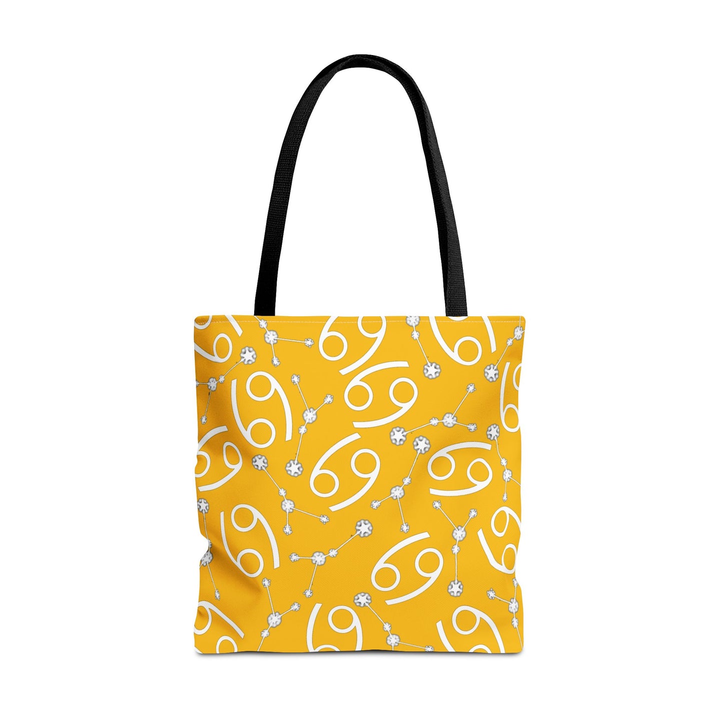 Tote Bag, Cancer Zodiac Sign, AOP, (Yellow, White)