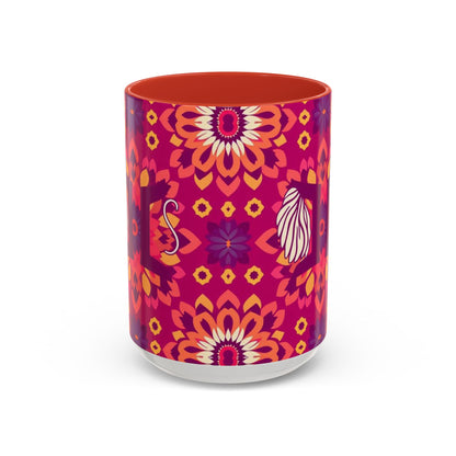 Accent Coffee Mug, Gemini, Zodiac v1, Flower Pattern, (11, 15oz)