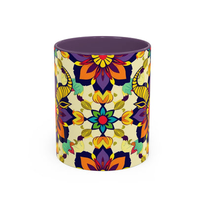 Accent Coffee Mug, Taurus, Zodiac v3. Flower Pattern, (11, 15oz)