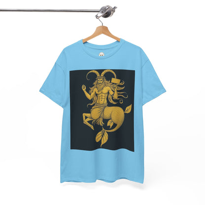 Unisex Heavy Cotton T-Shirt, Capricorn God, Zodiac Design