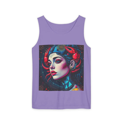 Unisex Garment-Dyed, Tank Top, Cancer, Pop Art v1, 100% US cotton