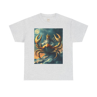 Unisex Heavy Cotton T-Shirt, Crustacean King v1, Cancer Zodiac Design
