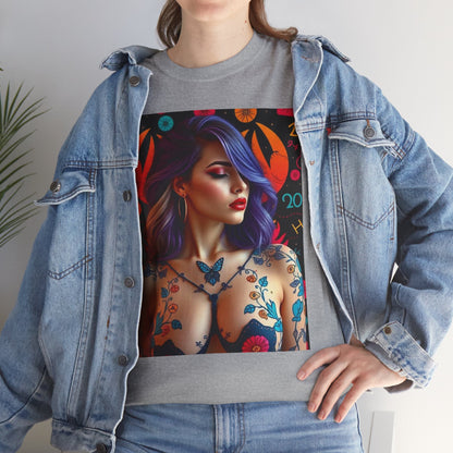 Unisex Heavy Cotton T-Shirt, Cancer, Zodiac, Sexy Art