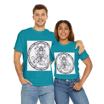 Unisex Heavy Cotton T-Shirt, Bull Centaur v1, Taurus Zodiac Design