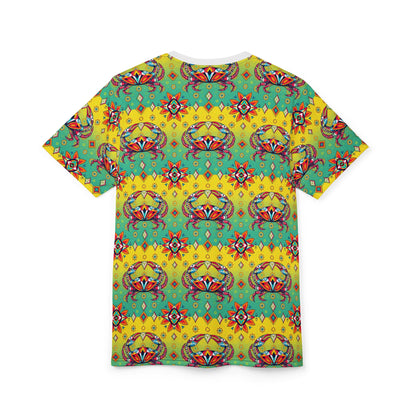 Unisex Cut & Sew T-Shirt, (AOP), Cancer, Zodiac v3, Jewels Pattern