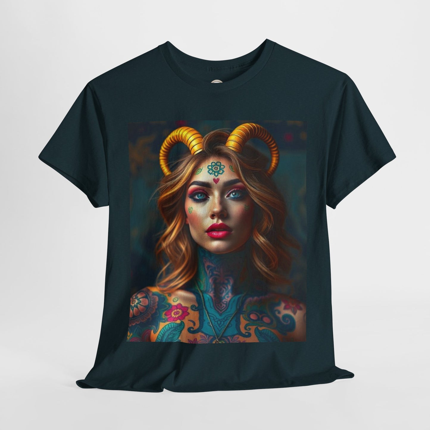 Unisex Heavy Cotton T-Shirt, Capricorn, Zodiac v1, Sexy Art