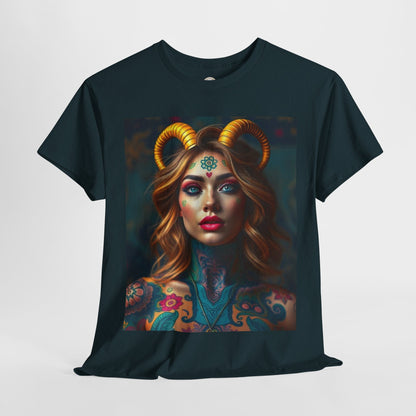Unisex Heavy Cotton T-Shirt, Capricorn, Zodiac v1, Sexy Art
