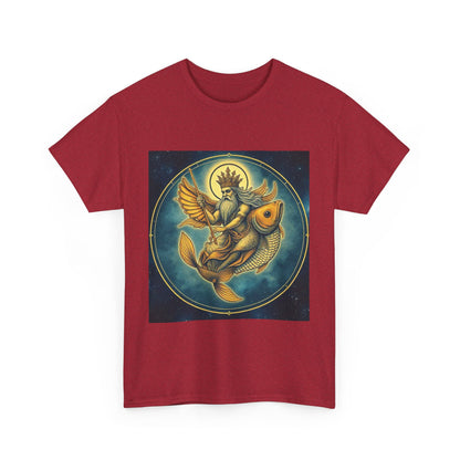 Unisex Heavy Cotton T-Shirt, Pisces King v1, Zodiac Design