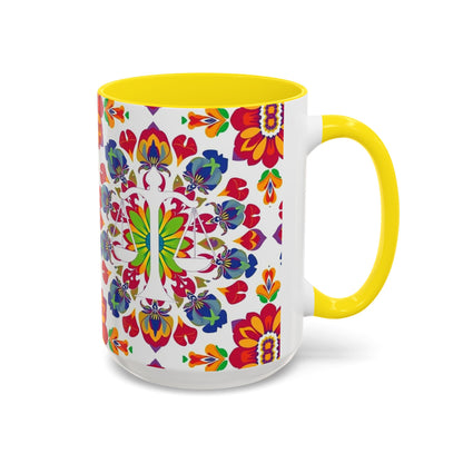 Accent Coffee Mug, Libra, Zodiac v1, Flower Pattern, (11, 15oz)