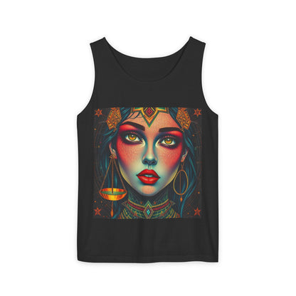 Unisex Garment-Dyed, Tank Top, Libra Design, Pop Art, 100% US cotton