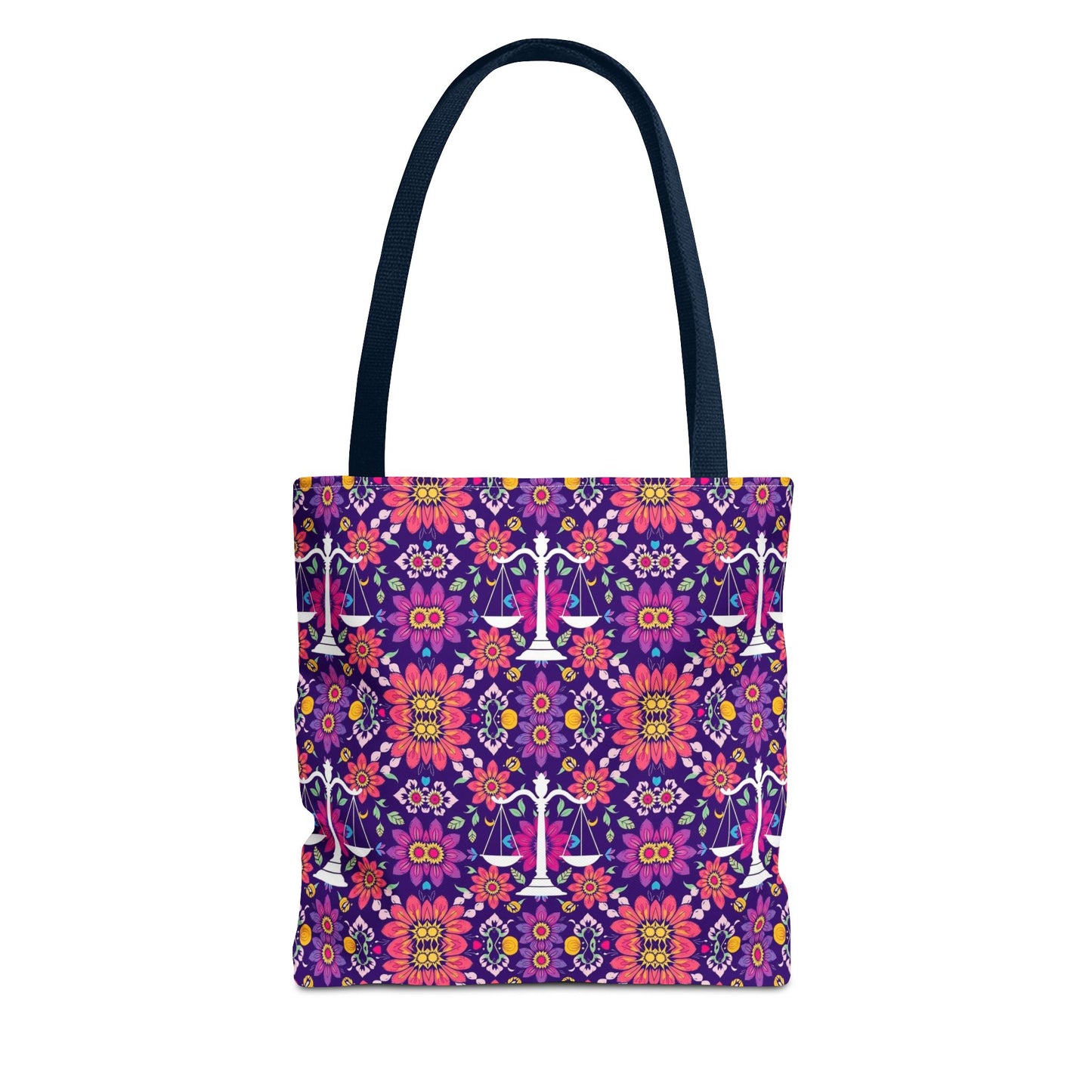 Tote Bag, (AOP), Libra, Zodiac v2, Flower Pattern
