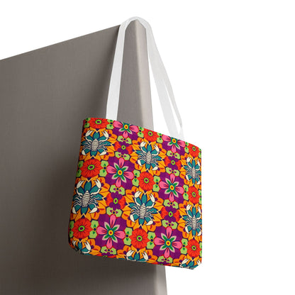 Tote Bag, (AOP), Scorpio, Zodiac v3, Flower Pattern