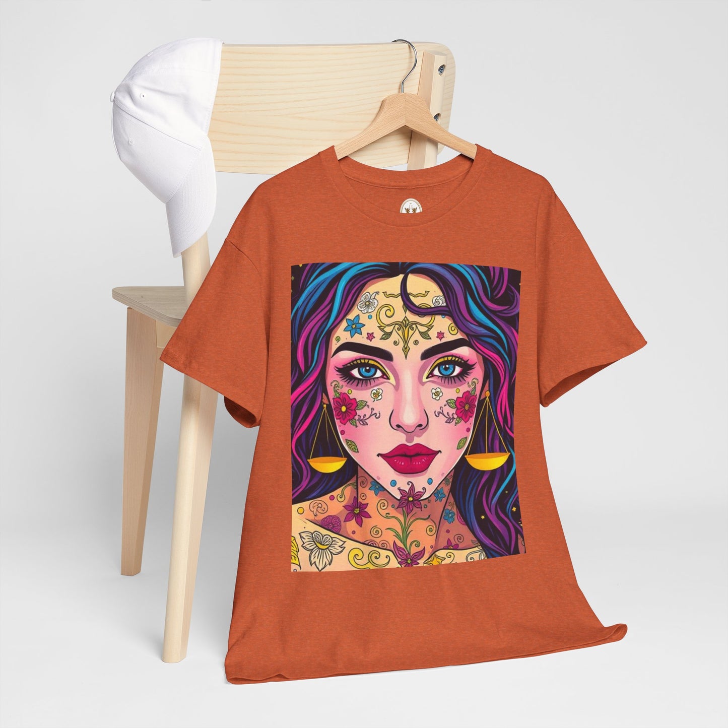 Unisex Heavy Cotton T-Shirt, Libra, Zodiac v4, Sexy Art