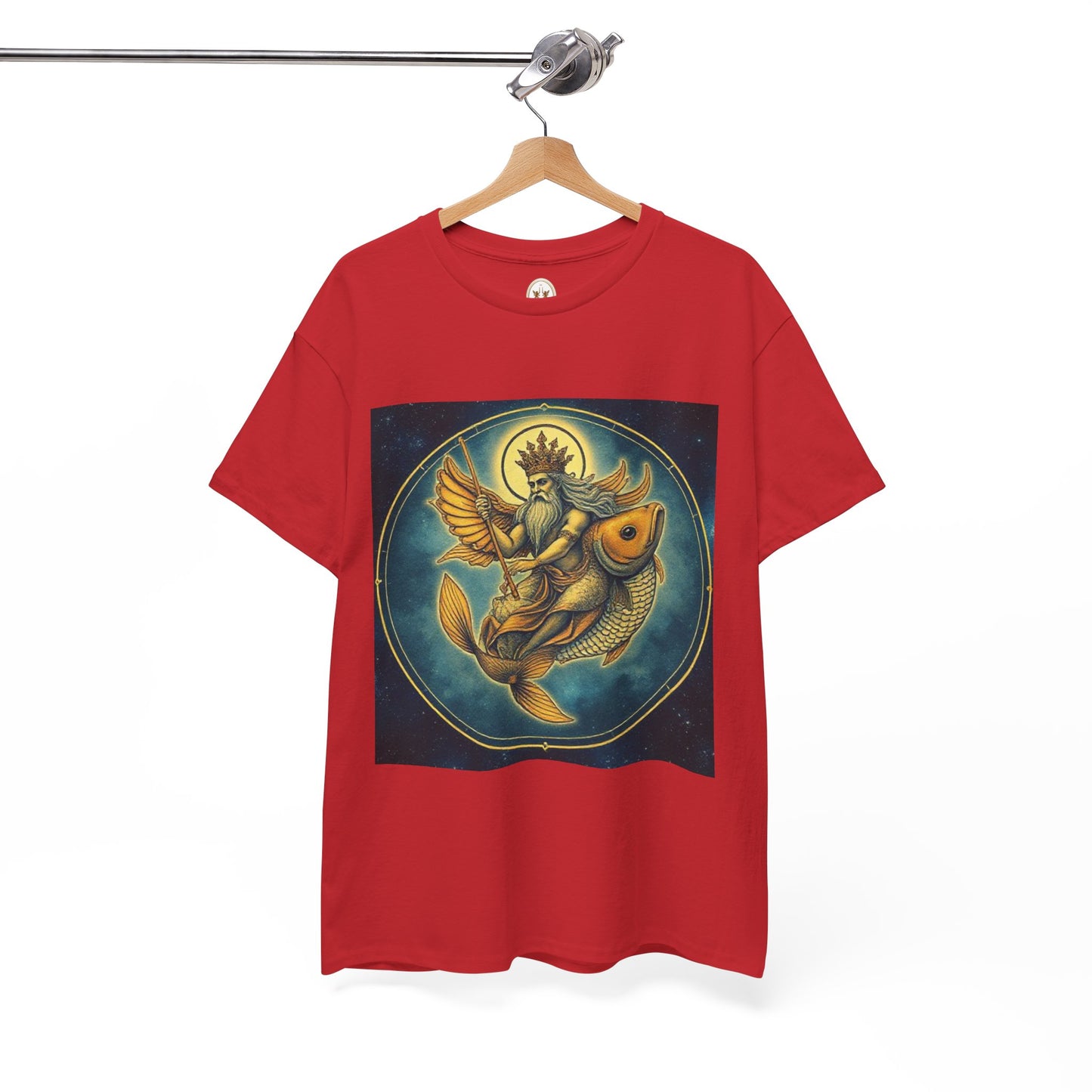 Unisex Heavy Cotton T-Shirt, Pisces King v1, Zodiac Design