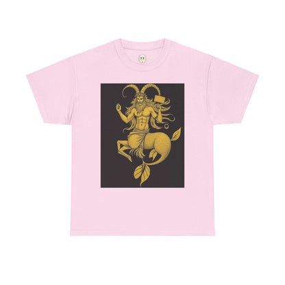 Unisex Heavy Cotton T-Shirt, Capricorn God, Zodiac Design