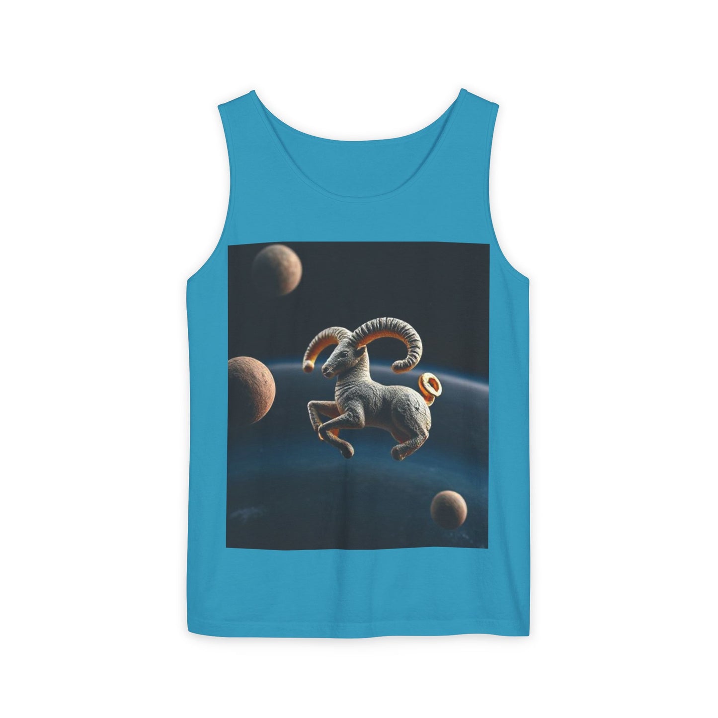 Unisex Garment-Dyed, Tank Top, Aries Design, Planet Animal v1, 100% US cotton