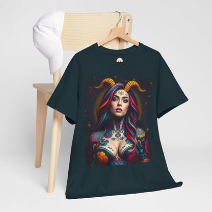 Unisex Heavy Cotton T-Shirt, Capricorn, Zodiac, Sexy Art
