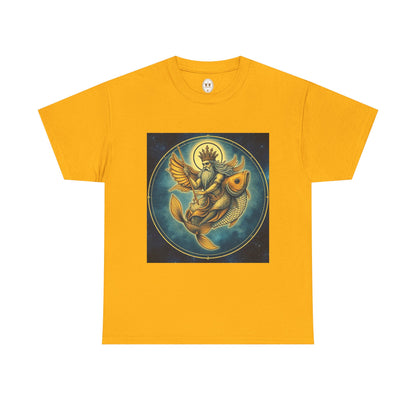 Unisex Heavy Cotton T-Shirt, Pisces King v1, Zodiac Design