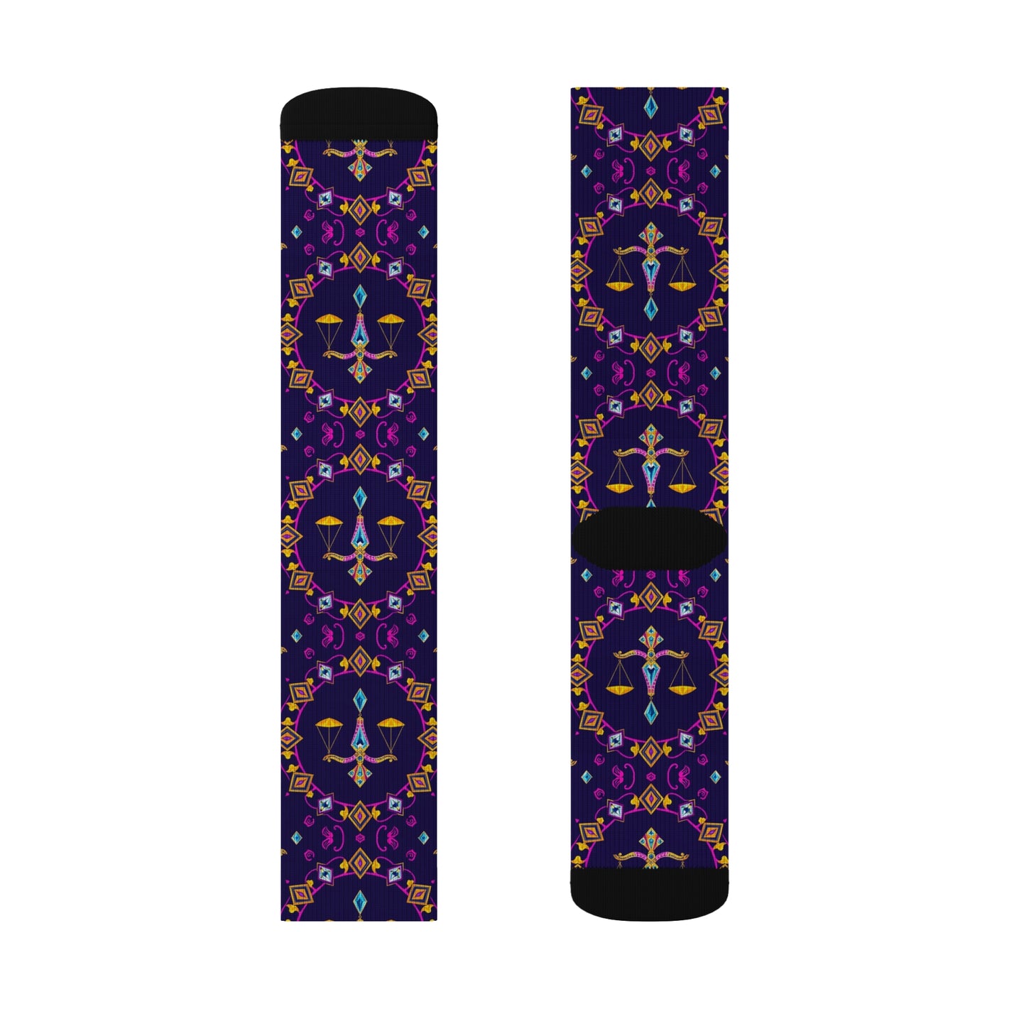 Sublimation Socks, Libra, Zodiac v4, Jewel Pattern