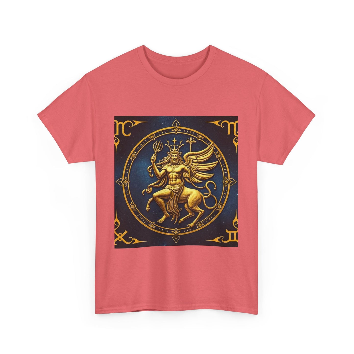 Unisex Heavy Cotton T-Shirt, Gold Angel, Symbol, Virgo Zodiac Design