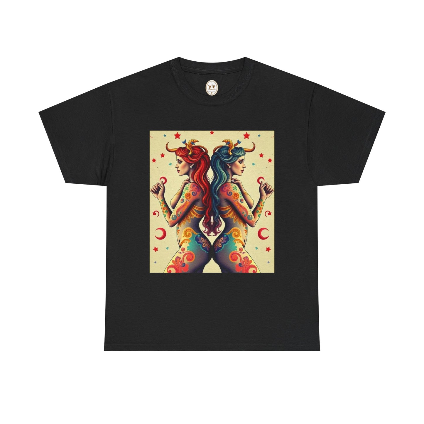 Unisex Heavy Cotton T-Shirt, Gemini, Zodiac v4, Sexy Art