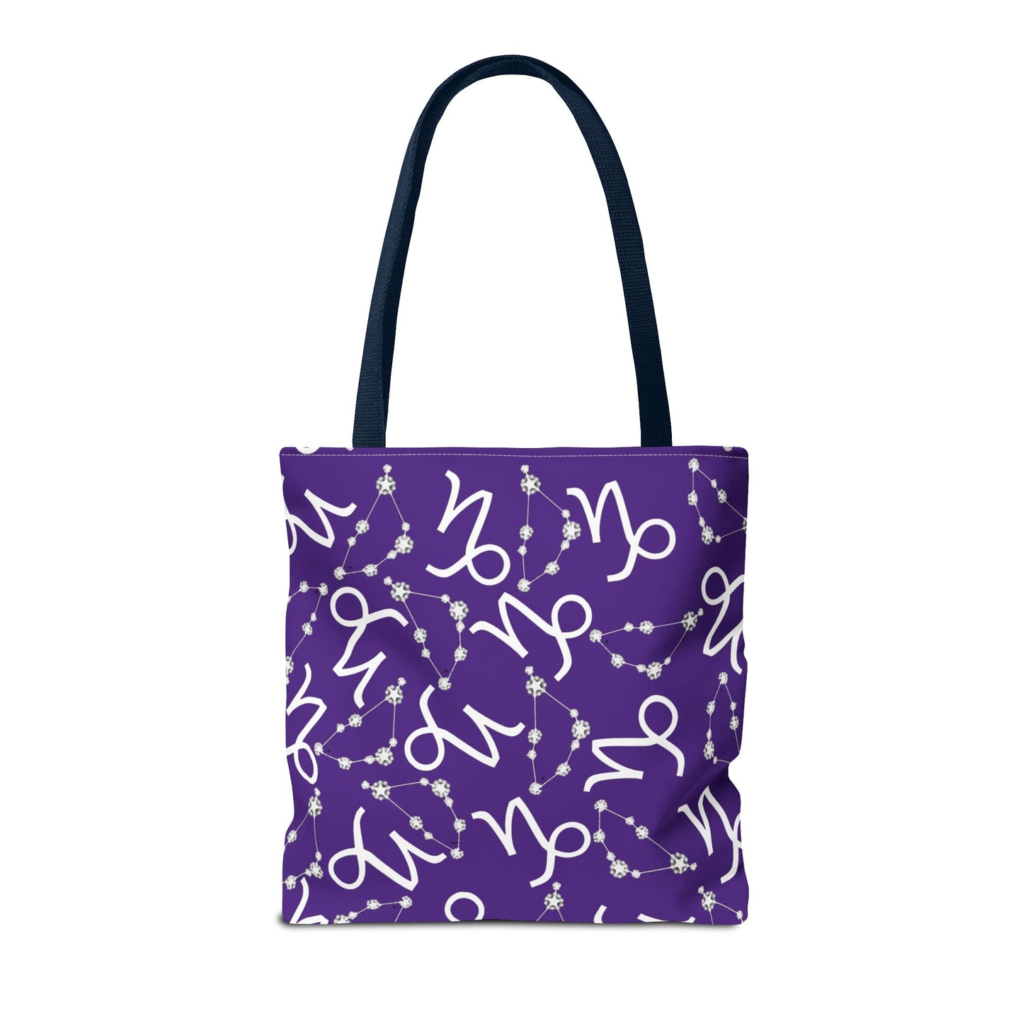 Tote Bag, Capricorn Zodiac Sign, AOP, (Purple, White)