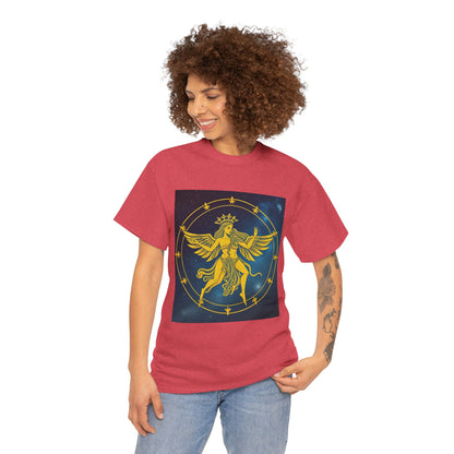 Unisex Heavy Cotton T-Shirt, Twin Angel v3, Gemini Zodiac Design