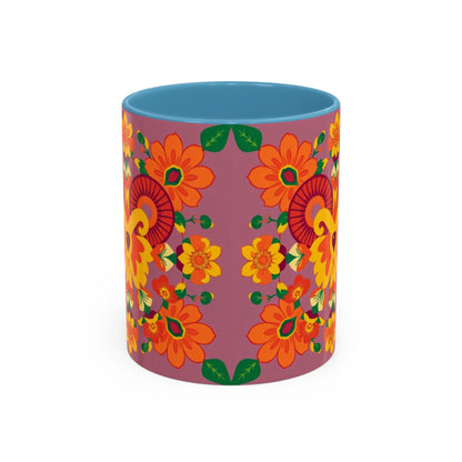 Accent Coffee Mug, Aries, Zodiac v1, Flower Pattern, (11, 15oz)