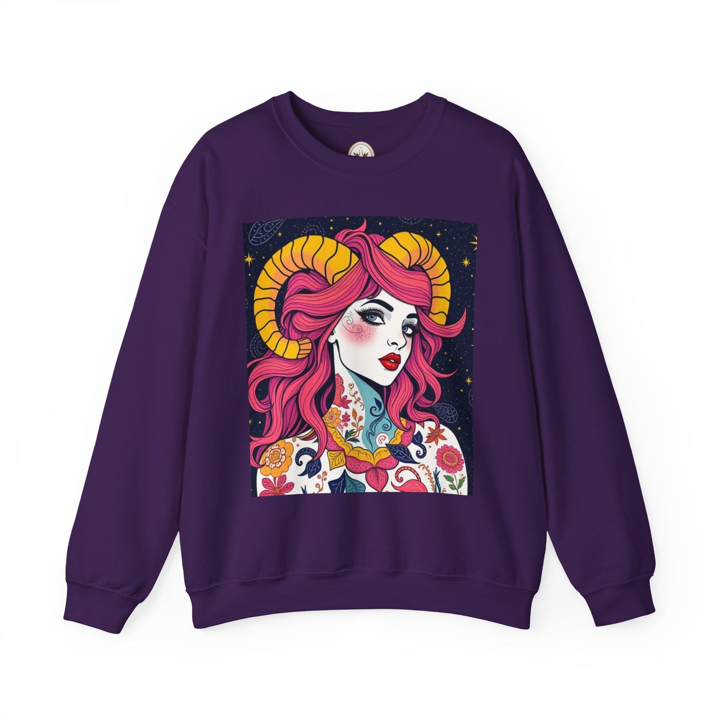 Unisex Heavy Blend™ Crewneck Sweatshirt, Aries, Zodiac, Sexy Pattern