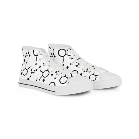 Men's High Top Sneakers, Breathable polyester canvas, Taurus Zodiac Design
