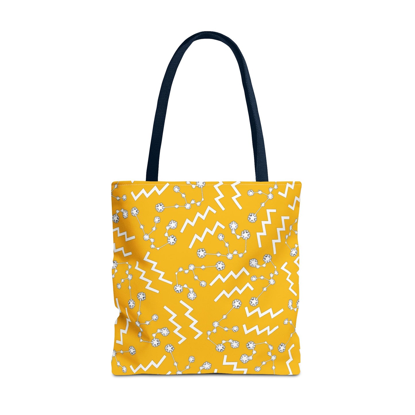 Tote Bag, Aquarius Zodiac Sign, AOP, (Yellow, White)