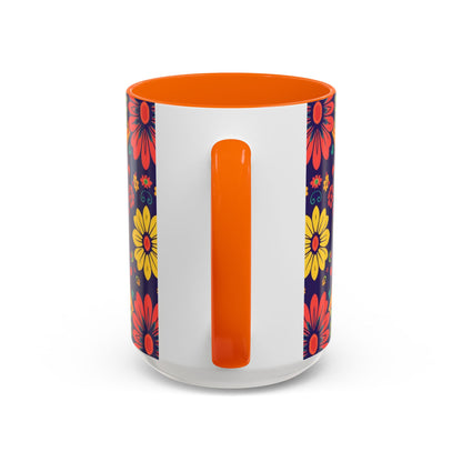 Accent Coffee Mug, Leo, Zodiac v3, Flower Pattern, (11, 15oz)