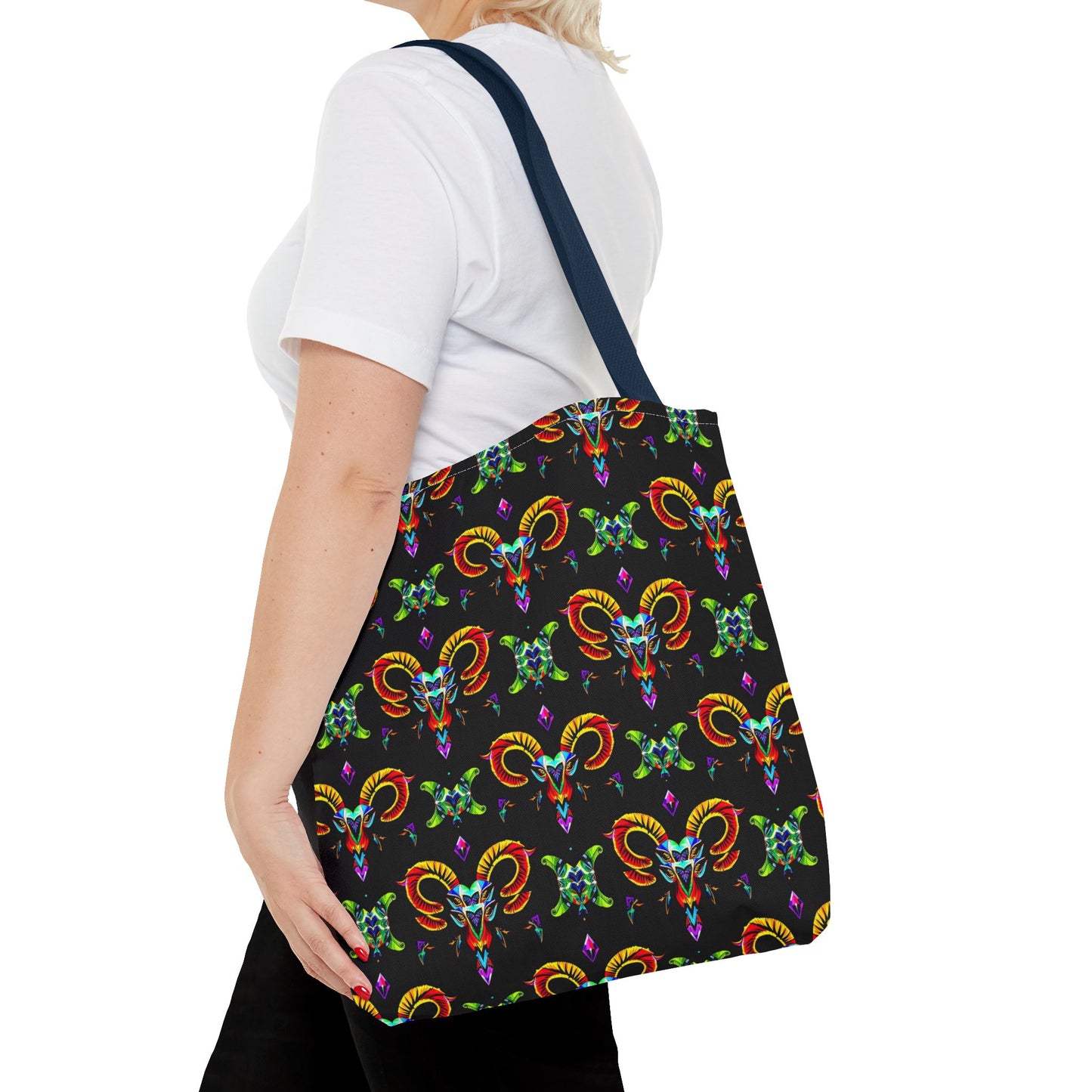 Tote Bag (AOP), Aries, Zodiac, Jewel Pattern