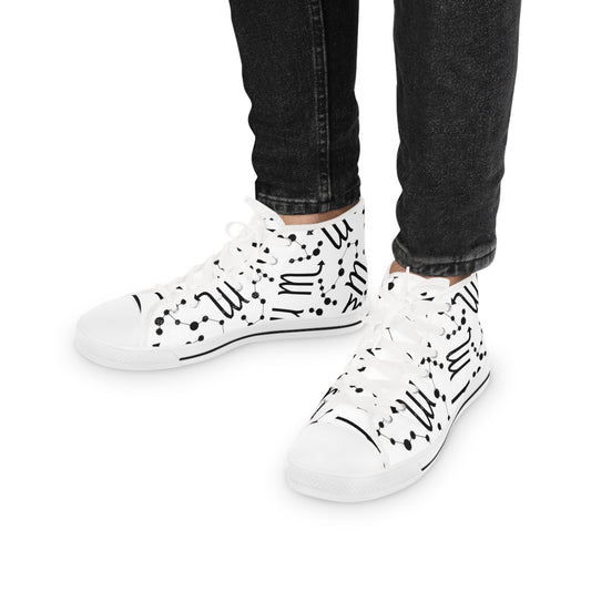 Men's High Top Sneakers, Breathable polyester canvas, Scorpio Zodiac Design