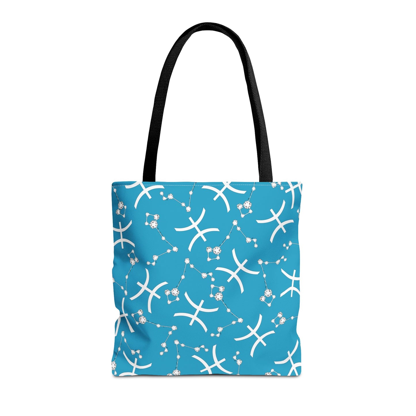 Tote Bag, Pisces Zodiac Sign, AOP, (Turquoise, White)